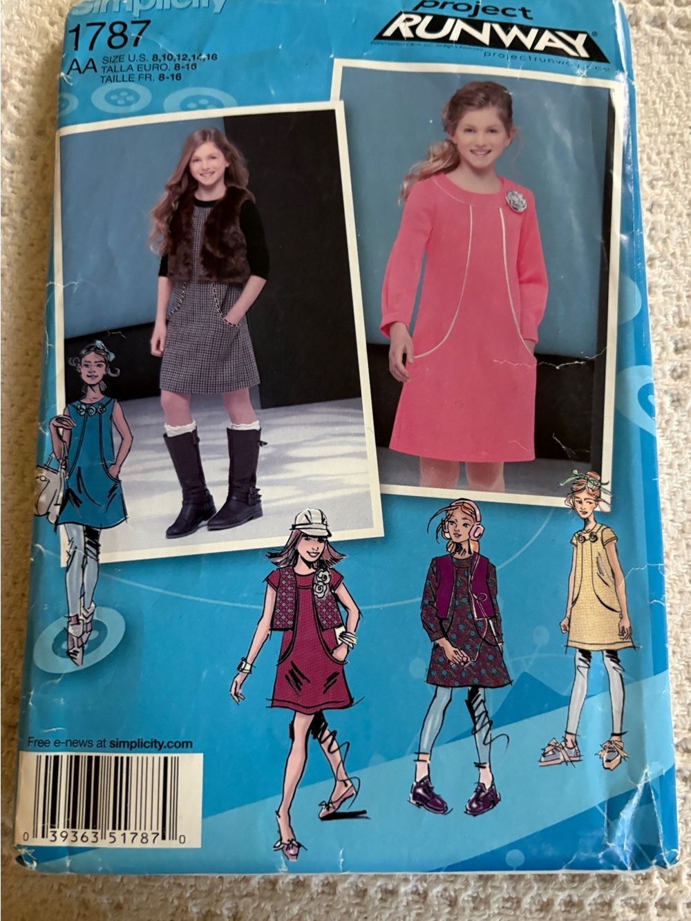 Simplicity Pattern 1787 AA for Girl’s Jumper, Dress, and Vest